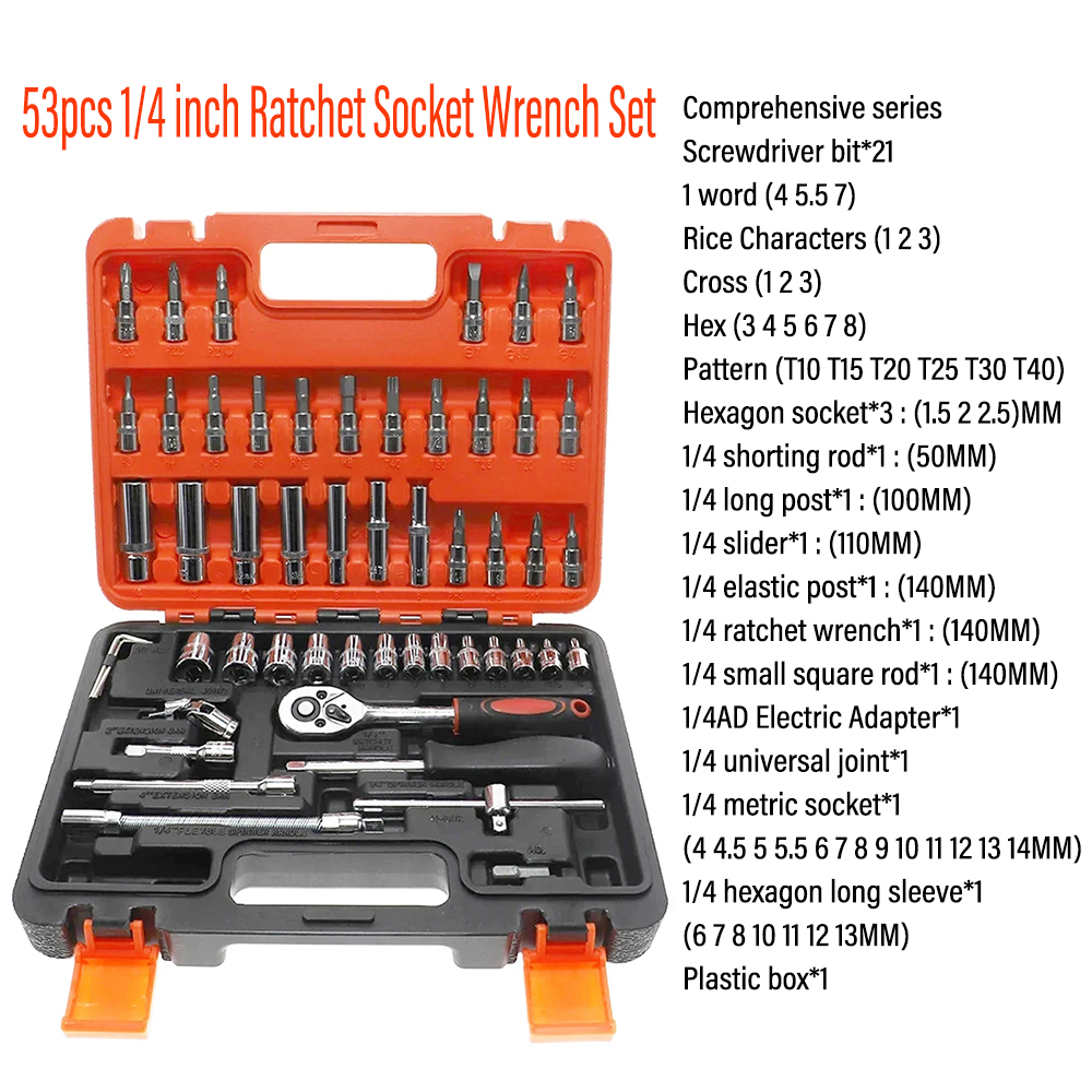 Torque Wrench Digital - 53pcs 1/4 inch Ratchet Socket Wrench