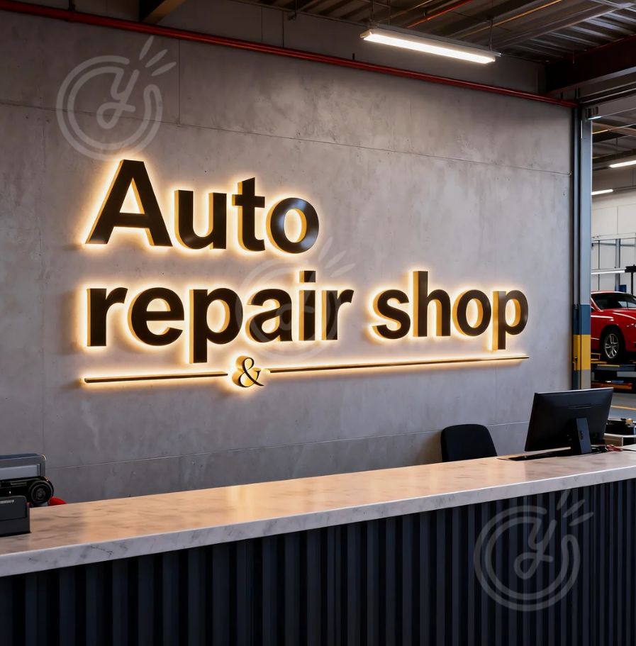 Auto Repair Shop Custom 3D Met - Auto Repair Shop Logo review and price